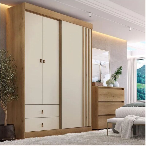 ROPERO 3 PUERTAS 2 CAJONES ASPEN - CAPUCCINO/BLANCO ROPERO 3 PUERTAS 2 CAJONES ASPEN - CAPUCCINO/BLANCO