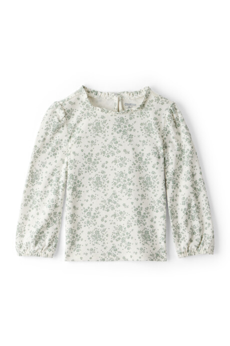 Blusa de algodón, diseño floral Sin color