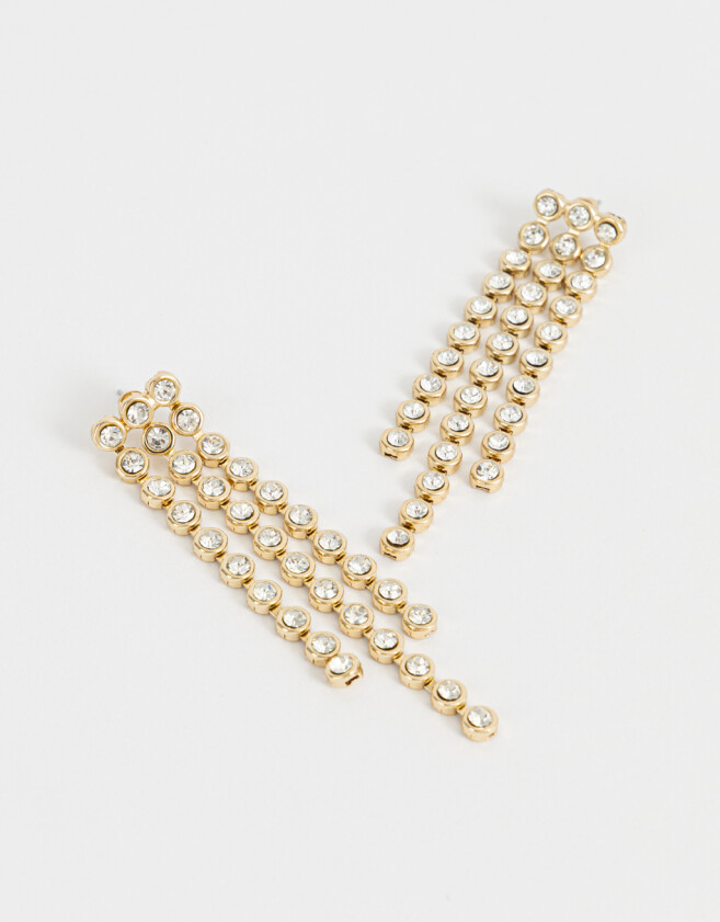 Aros Colgantes Largos Con strass Aros Colgantes Largos Con Strass - Dorado