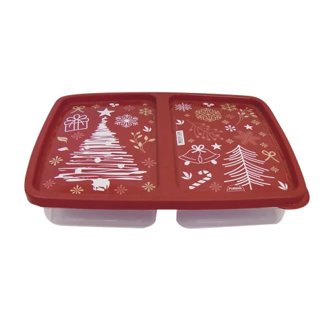 Recipiente con 2 Divisiones Navidad 1,1L U