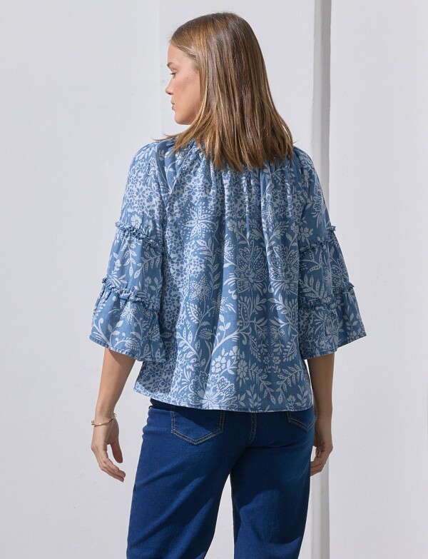 Blusa Lyocell Detalle Frunces AZUL/MULTI