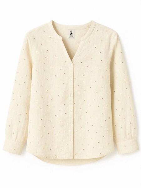 Blusa Lino Bordado Arena