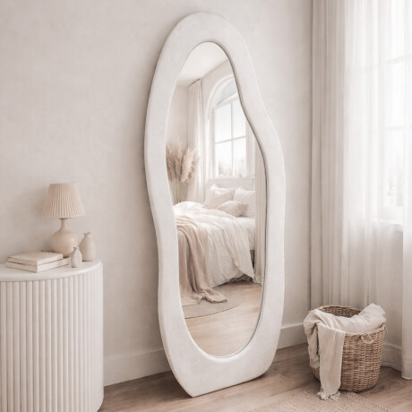 Espejo de pie Irregular con borde velvet - 60x160cm Blanco