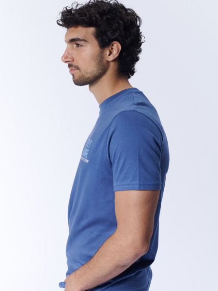 Remera Estampa Olas Azul Medio