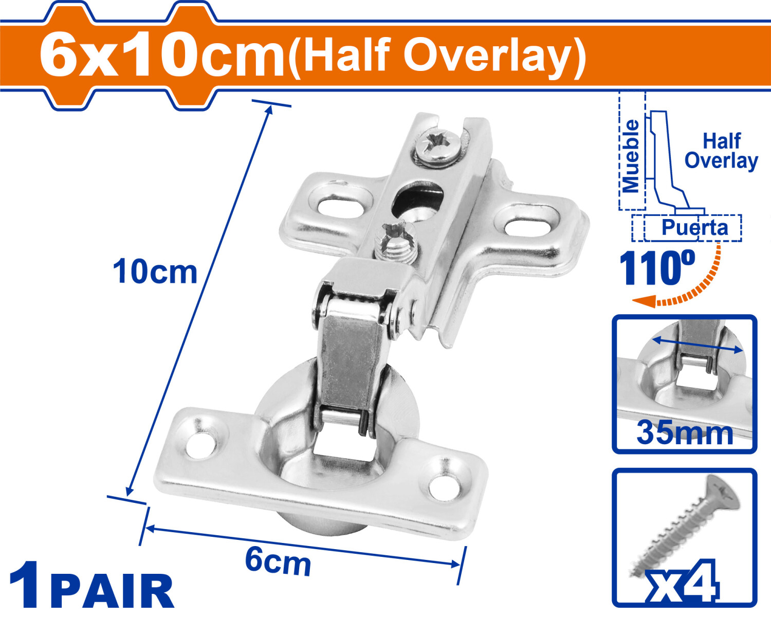 SET X 2 BISAGRAS AUTORETEN 6X10CM WADFOW WYD1902 