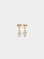 Pendientes De Corazón Con Perlas blanco