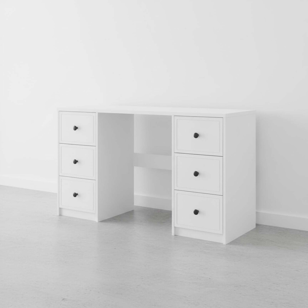 ESCRITORIO - MDF BLANCO AMERICANA 6 CAJONES 