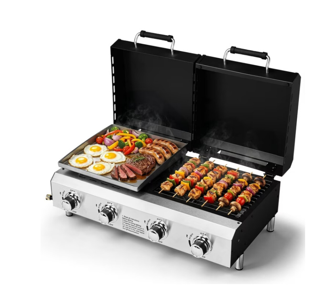 PARRILLA Y PLANCHA A GAS 4 QUEMADORES 