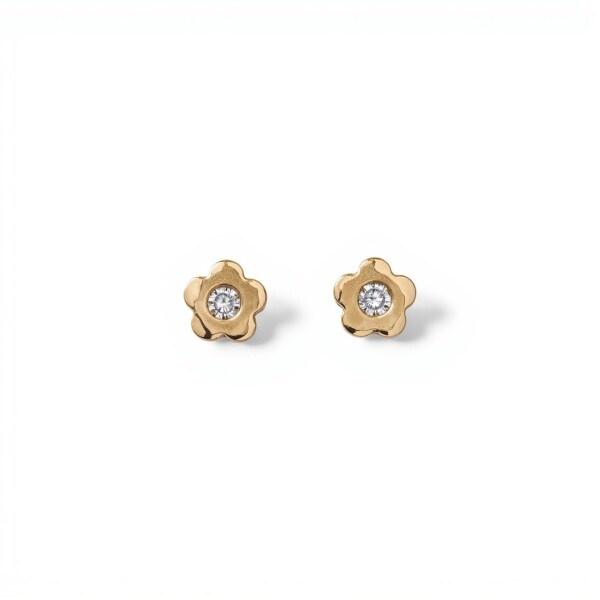 Caravanas Flor Zirconia-Plata y oro-Zirconia-CA5079 conpiedra