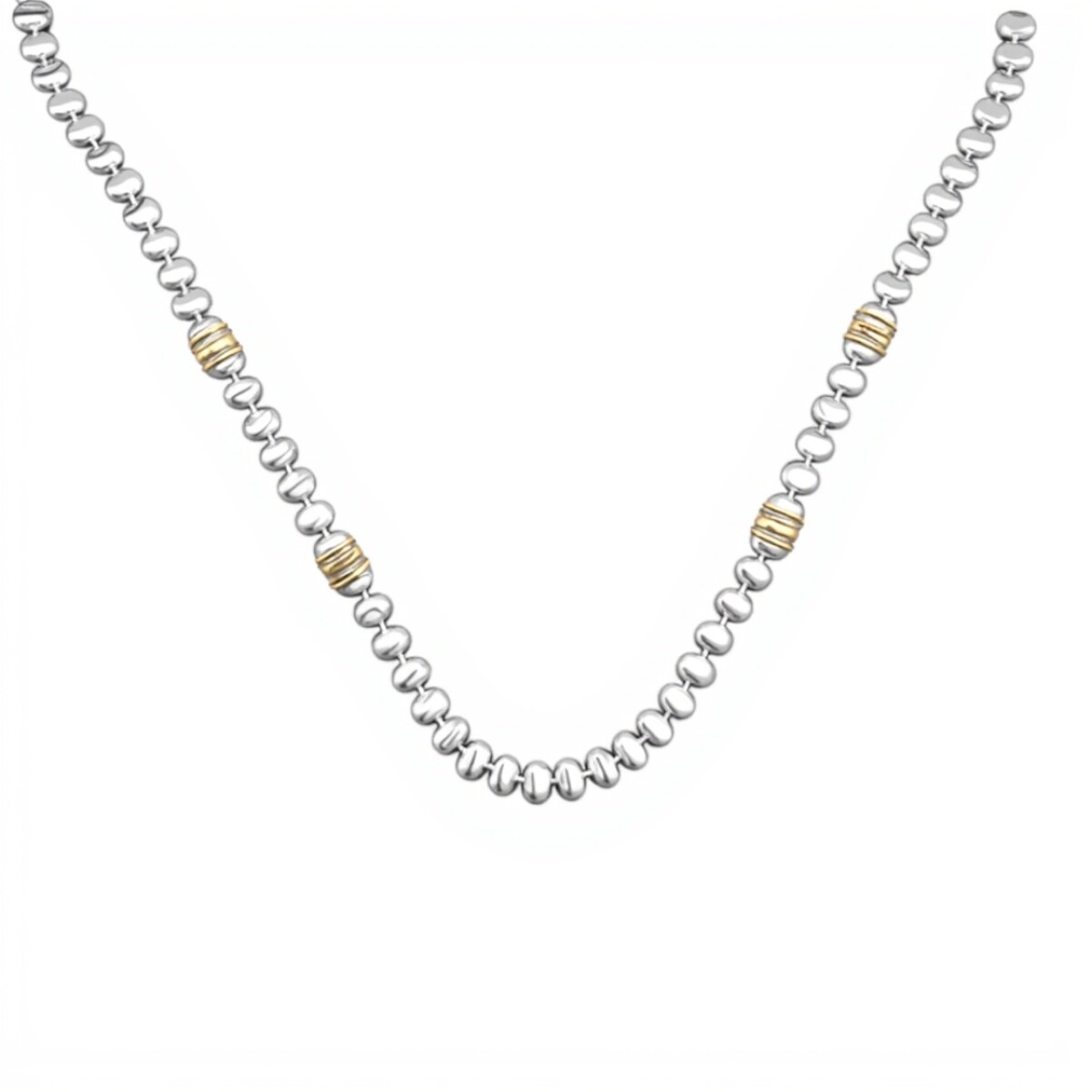 Cadena Estilo Huesito- Plata y Oro - sin piedra -CD5093 - sinpiedra 