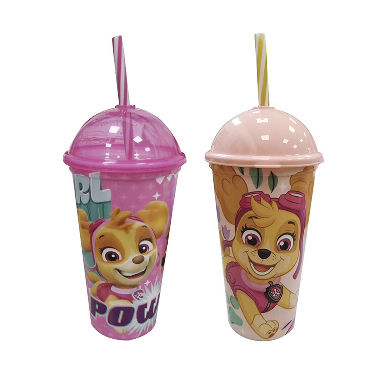 Vaso Plástico Milk Shake con Pajita Paw Patrol Diseño Surtidos 500 ml - Rosa Surtido 