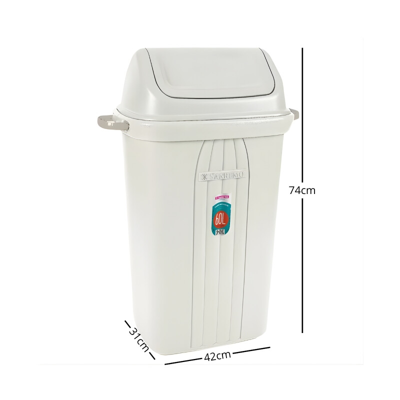 Tarro de residuos con tapa vaivén 60 lts GRIS