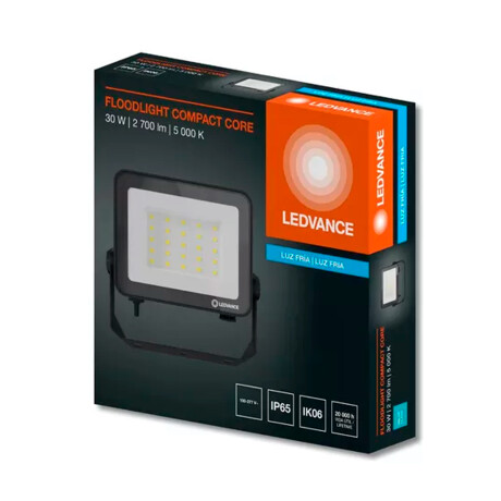 FOCO LED LEDVANCE OSRAM COMPACT IP65 30W NEGRO Foco LED LEDVANCE OSRAM Compact IP65 30W Negro Luz Fría