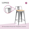 Pack 4 Taburetes Tolix con Respaldo y Asiento de Madera Lumax Gris