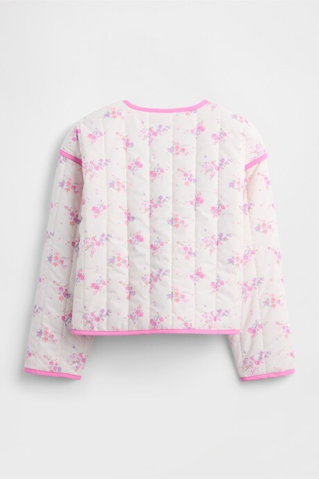 Campera Quilted Niña White Floral Print