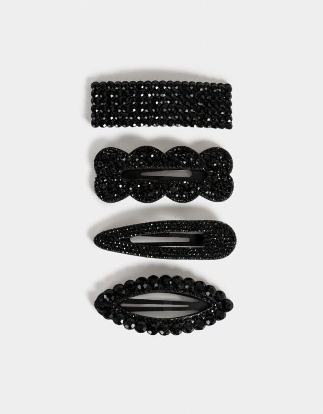 Hebillas Tic Tac Con strass Set De Hebillas Tic Tac - Negro