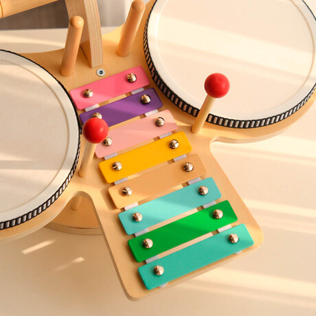 Juego De Batería De Madera Xilófono Tambor Para Niños Juego De Batería De Madera Xilófono Tambor Para Niños