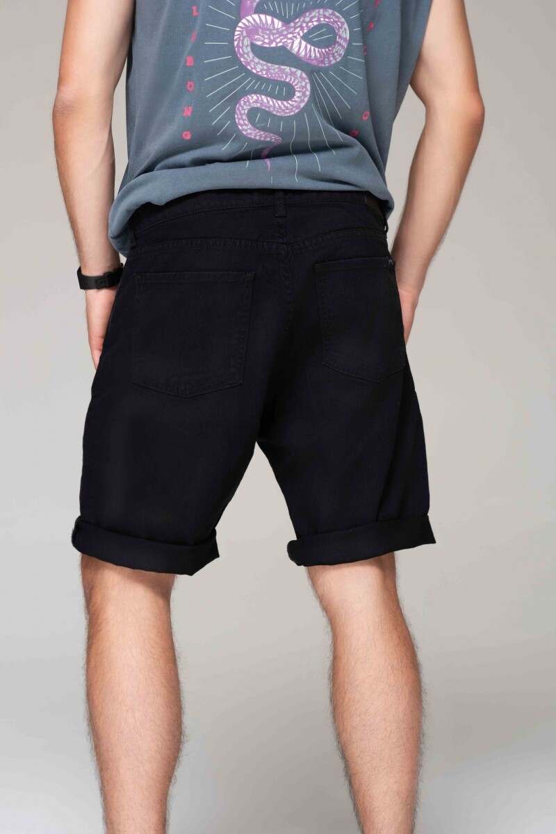STRAIGHT SOLID BLACK SHORT J-negro