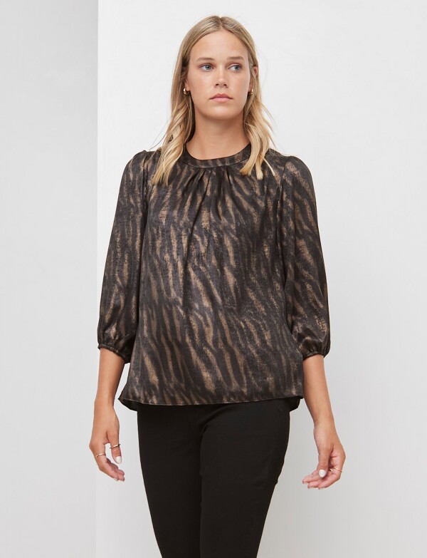 Blusa Printed NEGRO/DORADO