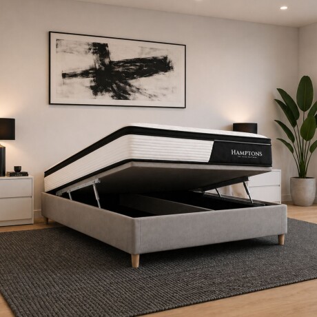 Sommier 2 Plazas Hamptons Hybrid Cobalt Smart Box Baúl Gris