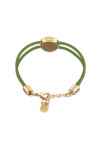 PULSERA DE CUERO DOBLE VERDE CON DETALLE DE OJO EN ALEACIÓN DE METALES BAÑADO EN ORO 18K Y CRISTAL Pulsera