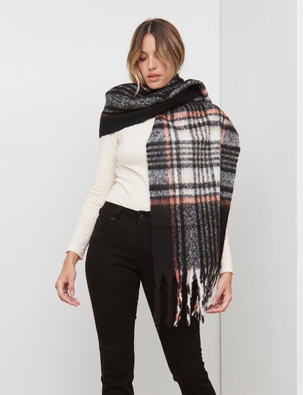 Bufandon Soft Cuadros MULTI/NEGRO