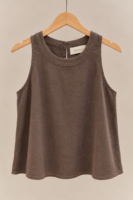 Musculosa Pat Lino Chocolate