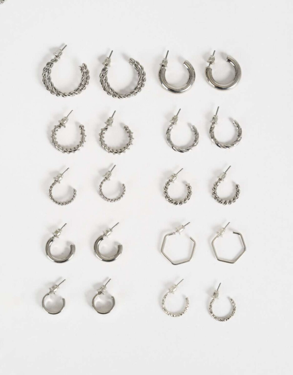 Aros Argollas Sets - Plateado 