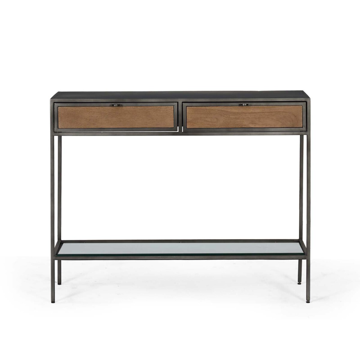 CONSOLA - MADERA-Y-METAL MARRON VITRO AVELLANA 