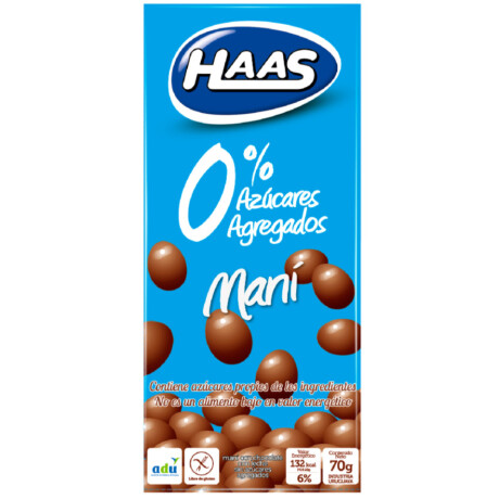 Maní Haas con Chocolate 0% Azúcar Agregado 70g Maní Haas con Chocolate 0% Azúcar Agregado 70g