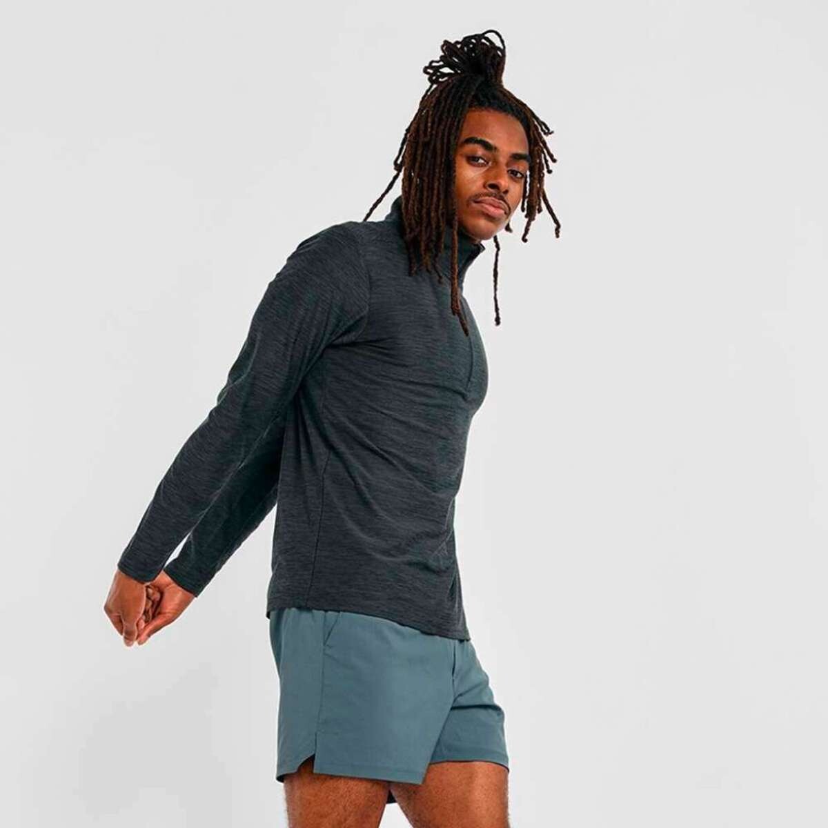 Abrigo Space Dye 1/4 Zip de Hombre - Negro 