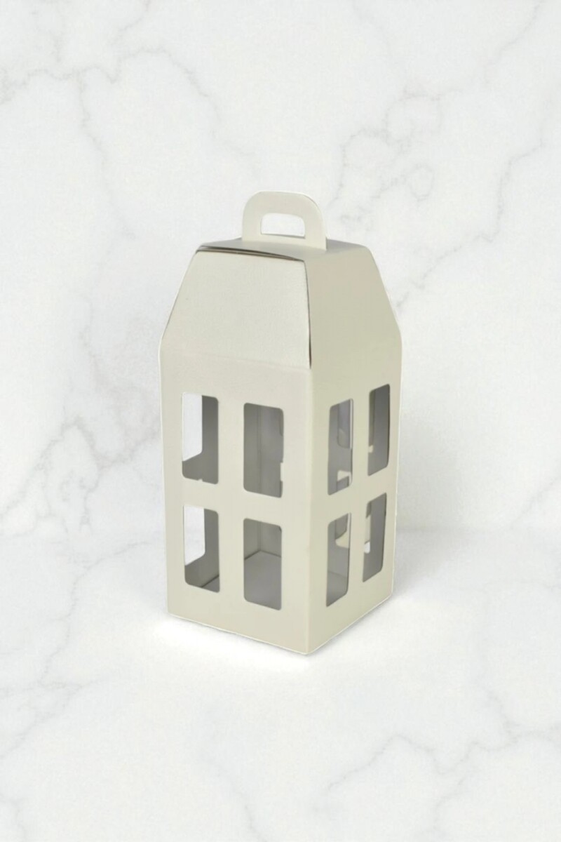 Caja linterna 18x18x39,5 cm. - PELLE BIANCO 