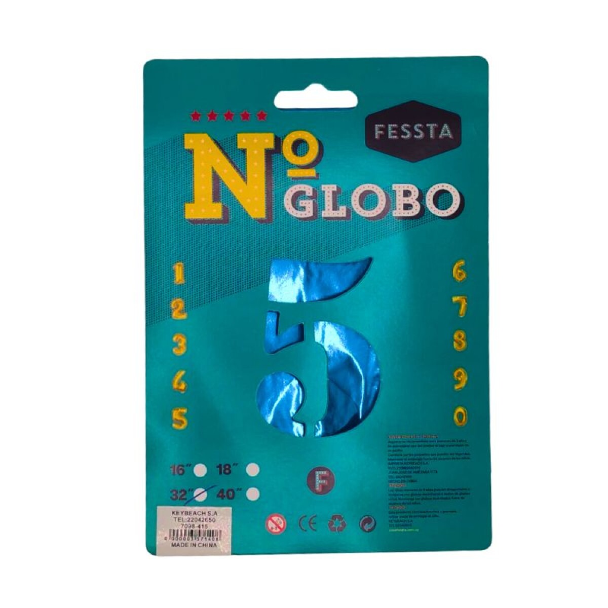 Globo Número Fessta 32" Azul - CINCO 