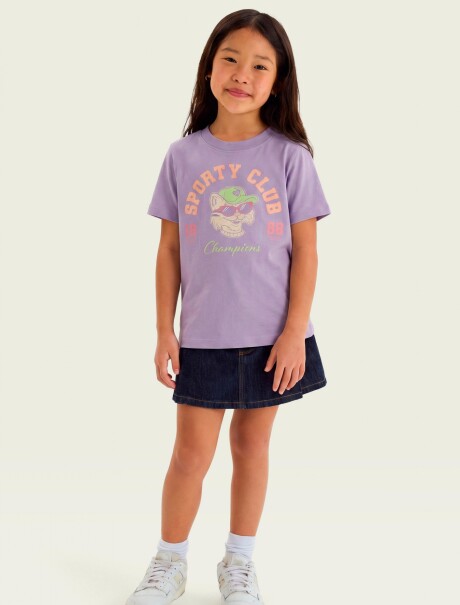 CAMISETA BÁSICA INFANTIL CON ESTAMPA LILA