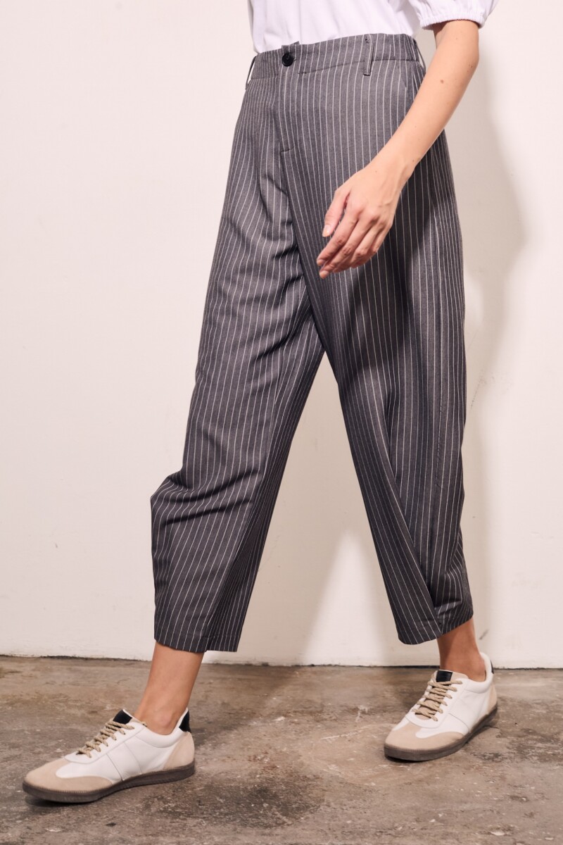 Pantalón A Rayas Gris
