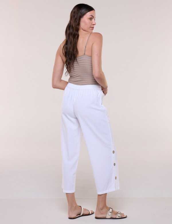 Pantalon Crop Botones BLANCO