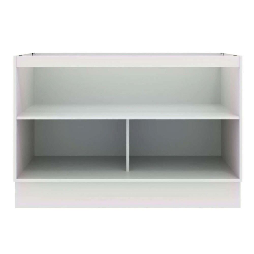 BAJO MESADA 120 CM MDP-Y-VIDRIO BLANCO LUX