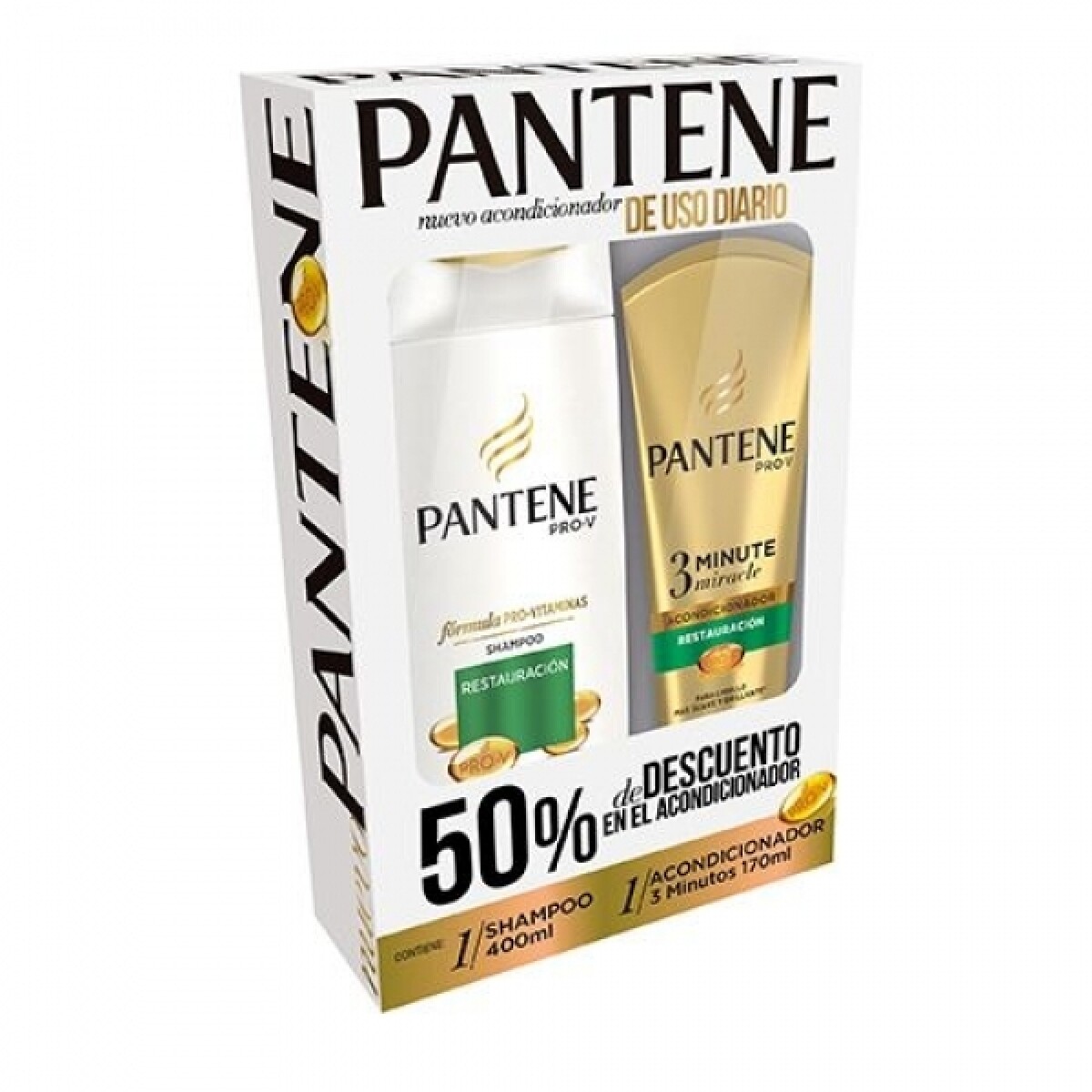 Shampoo Pantene Restauracion + Acondicionador 3 Min 400 Ml. 