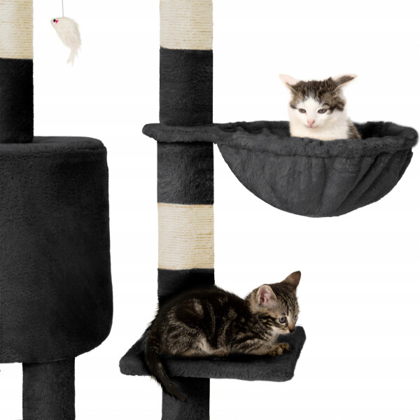 Rascador Torre 5 Niveles En Felpa Y Sisal Para Gato Juego Color Variante Negro