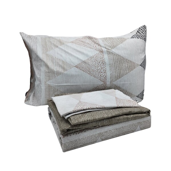Juego de Sabanas 2 Plazas Suaves Estampado Calidad Frescas Variante Diseño Rombos Color Beige