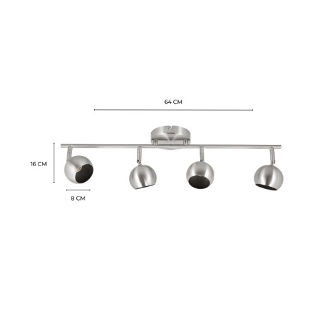 LUMINARIA GINA X4 Luminaria de Adosar Gina Cuadruple Orientable Plateado