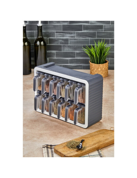SET 12 ESPECIEROS CON SOPORTE 33x14x23.5CM GRIS SET 12 ESPECIEROS CON SOPORTE 33x14x23.5CM GRIS