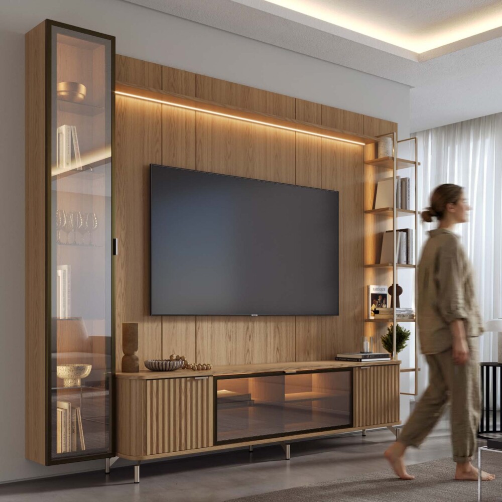 PANEL MODULAR MDF MARRON 2.2 GLASS ROBLE