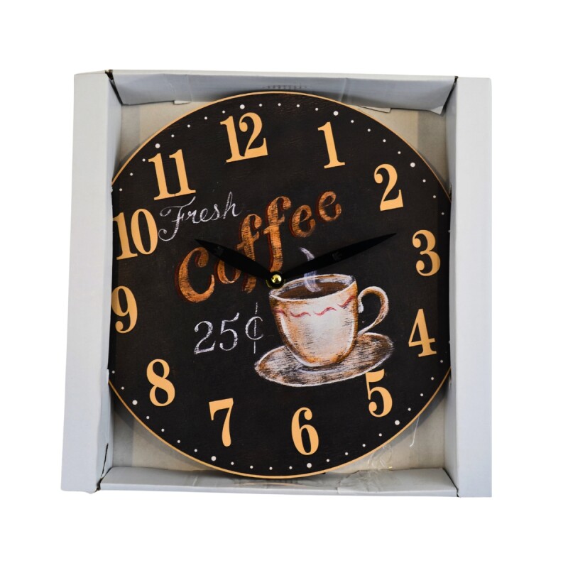 Reloj de pared mdf D28,8x3,5 cm FRESH COFFEE