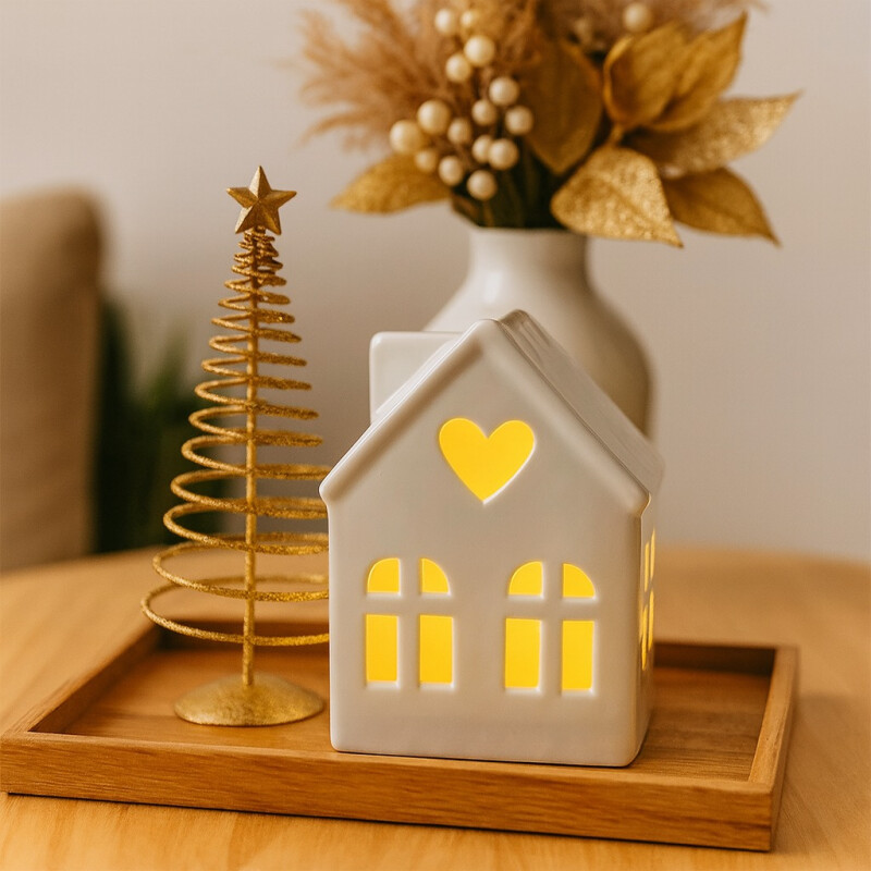 Casita Veladora de Ceramica Led Casita Veladora de Ceramica Led