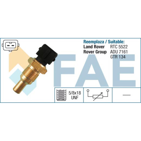 BULBO INTERRUPTOR - TEMPERATURA ROVER 200-400 5/8 2T F-NEGRA FAE BULBO INTERRUPTOR - TEMPERATURA ROVER 200-400 5/8 2T F-NEGRA FAE