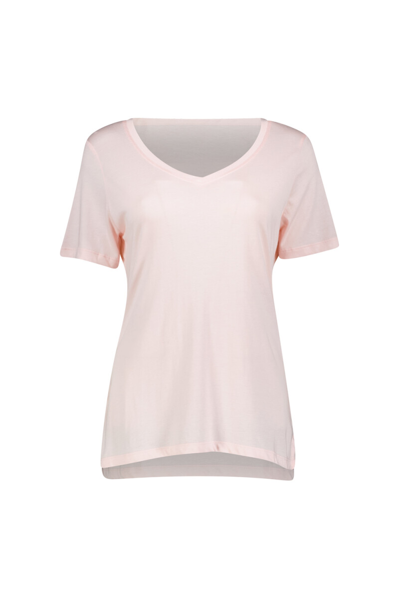 Remera Cava V-neck - Rosa Claro 