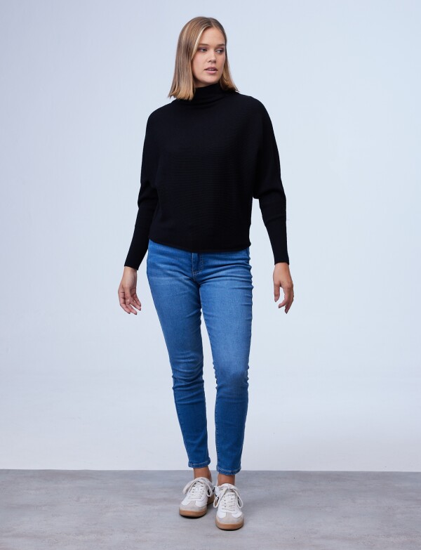 Buzo Dolman Ribs NEGRO