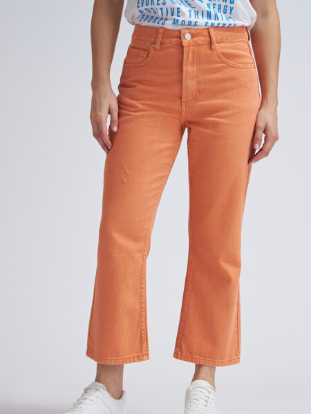 Pantalón de jean cropped flare Naranja