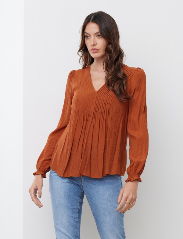 Blusa Plisada TOSTADO